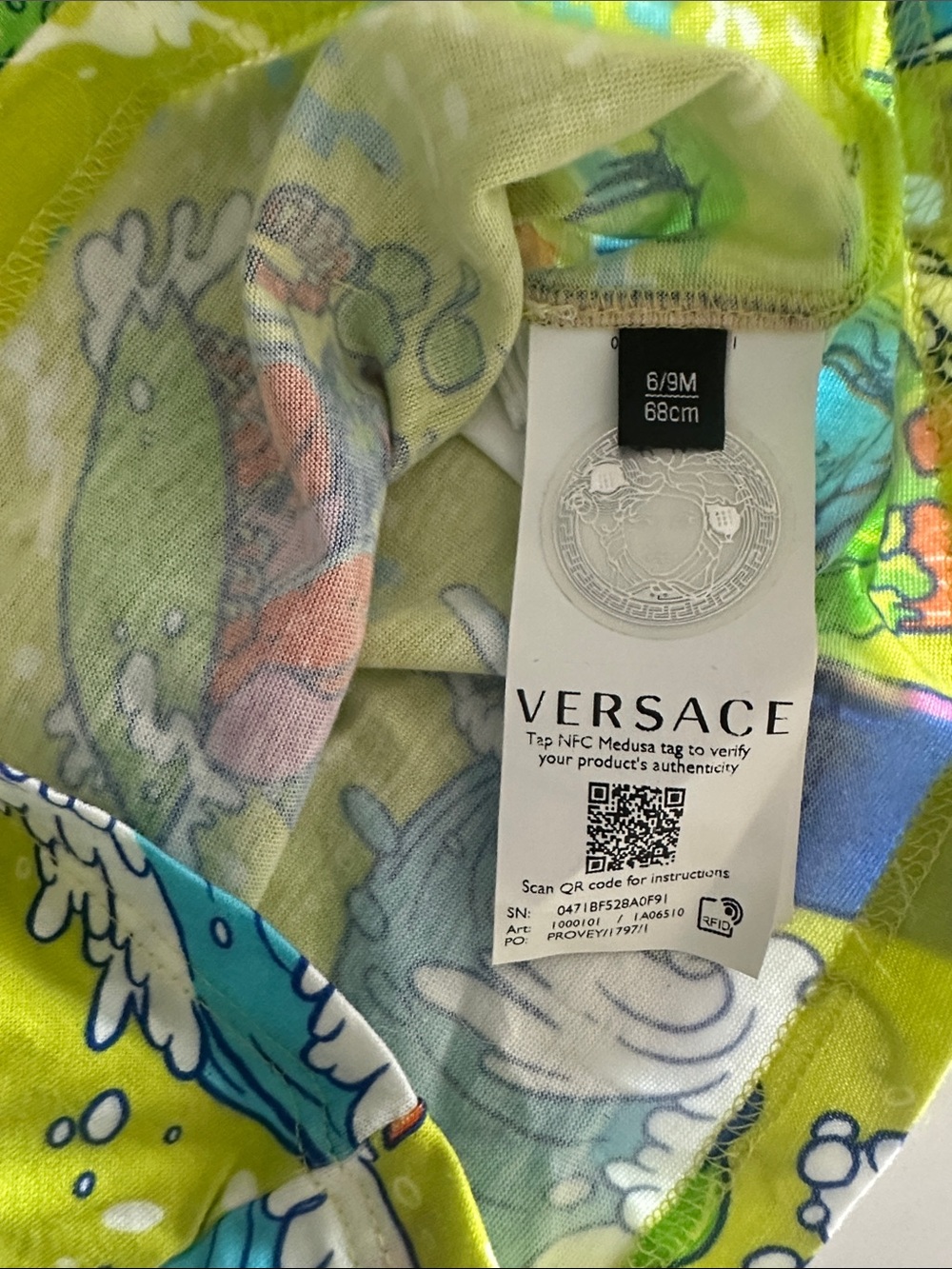 Versace Neon Lime Surf Graphic Kids Tee - Picture 3 of 4